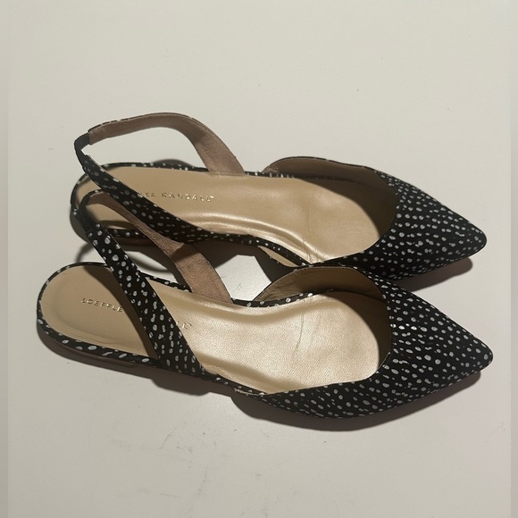 Loeffler Randall Flore Slingback flats Black White Speckled Leather Women\'s 10 main image 4